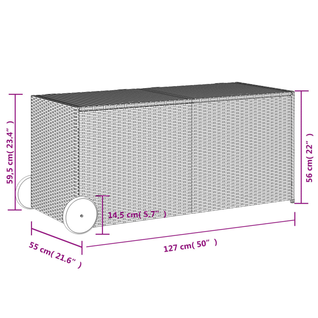 Tuinbox Met Wielen 283 L Poly Rattan Zwart