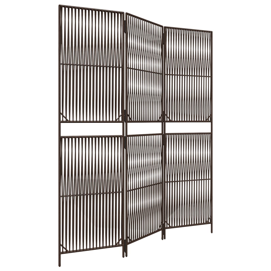 Kamerscherm 3 Panelen Poly Rattan Bruin