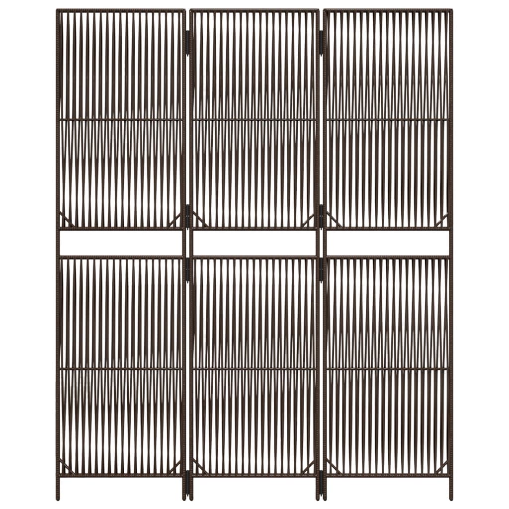 Kamerscherm 3 Panelen Poly Rattan Bruin