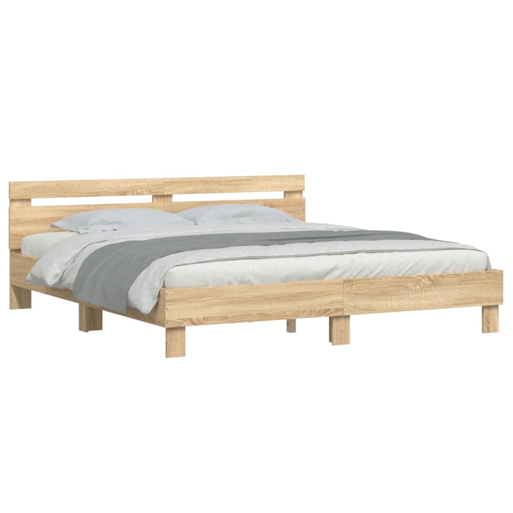 Bedframe Met Hoofdeinde Bewerkt Hout