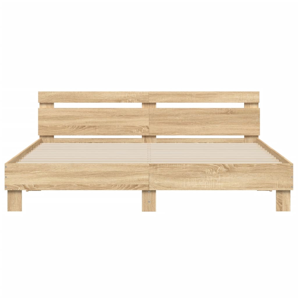 Bedframe Met Hoofdeinde Bewerkt Hout