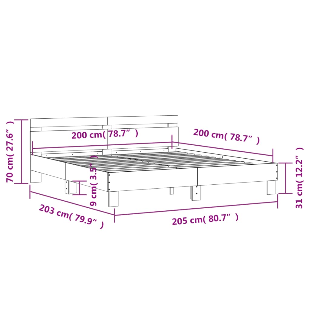 Bedframe Met Hoofdeinde Bewerkt Hout