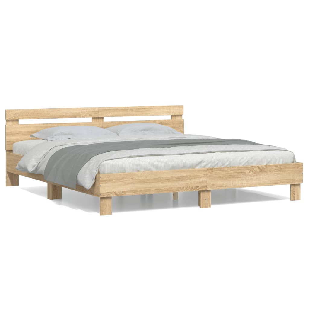 Bedframe Met Hoofdeinde Bewerkt Hout