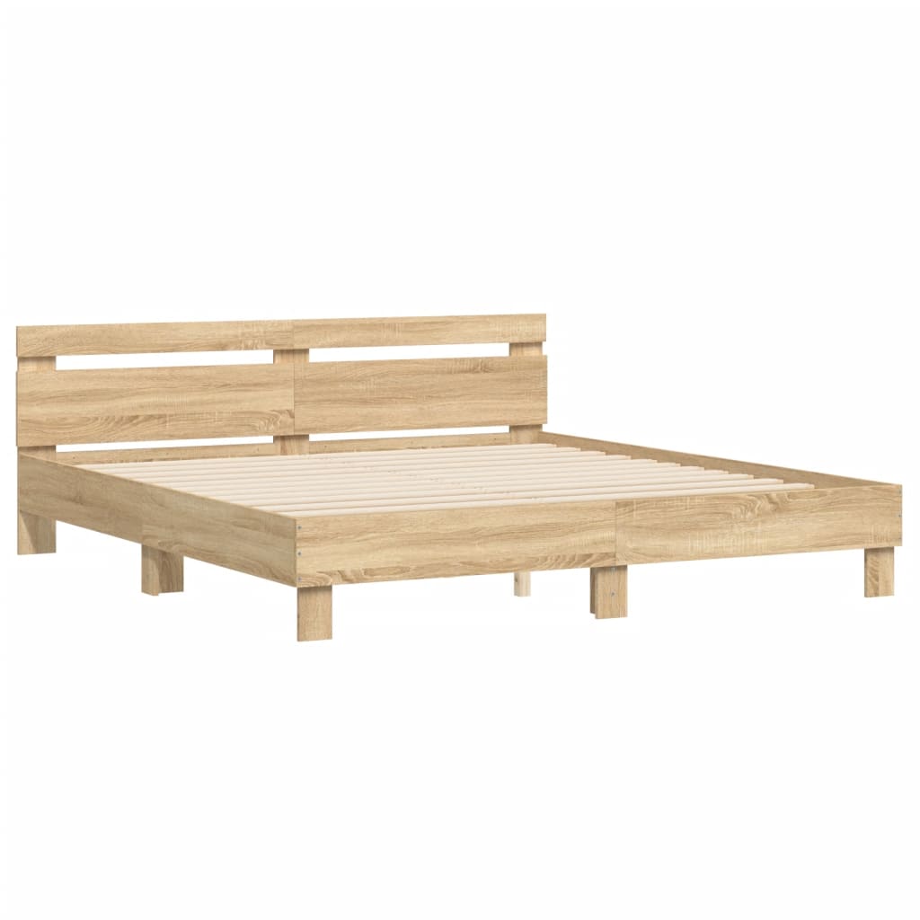 Bedframe Met Hoofdeinde Bewerkt Hout