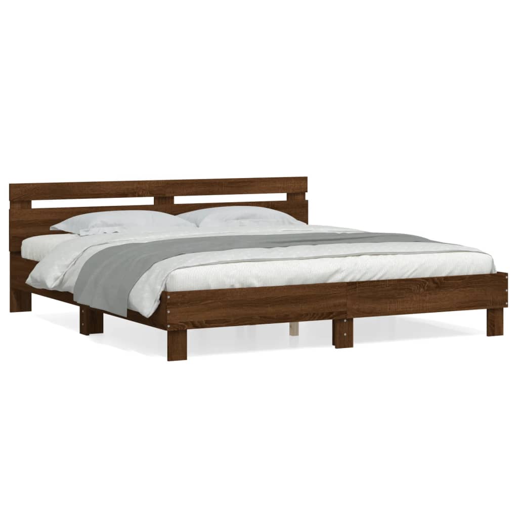 Bedframe Met Hoofdeinde Bewerkt Hout