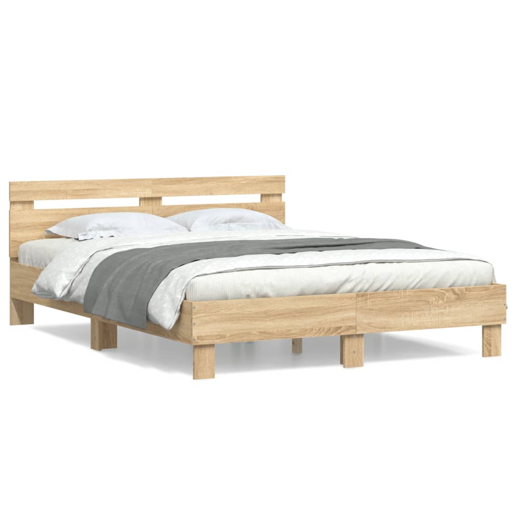 Bedframe Met Hoofdeinde Bewerkt Hout