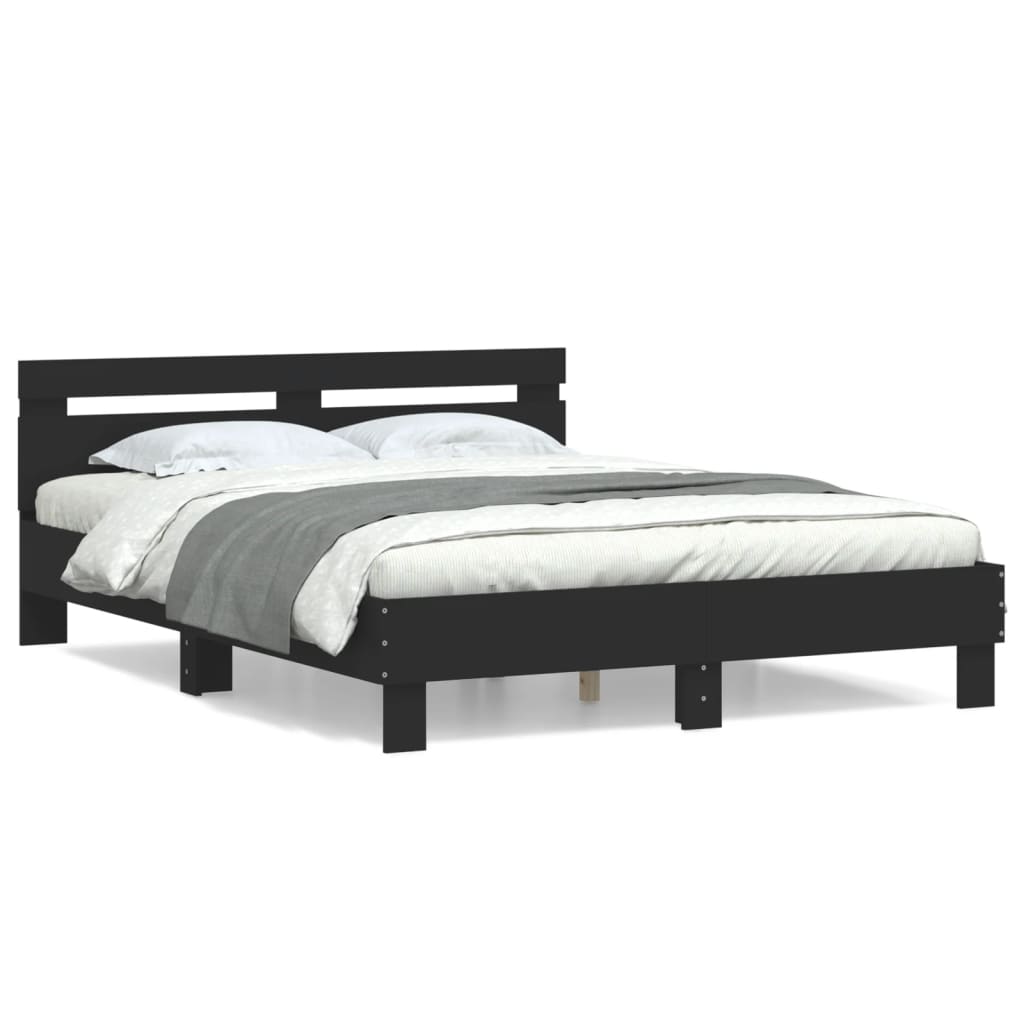 Bedframe Met Hoofdeinde Bewerkt Hout