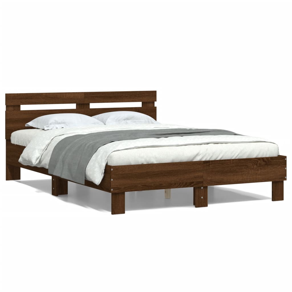 Bedframe Met Hoofdeinde Bewerkt Hout