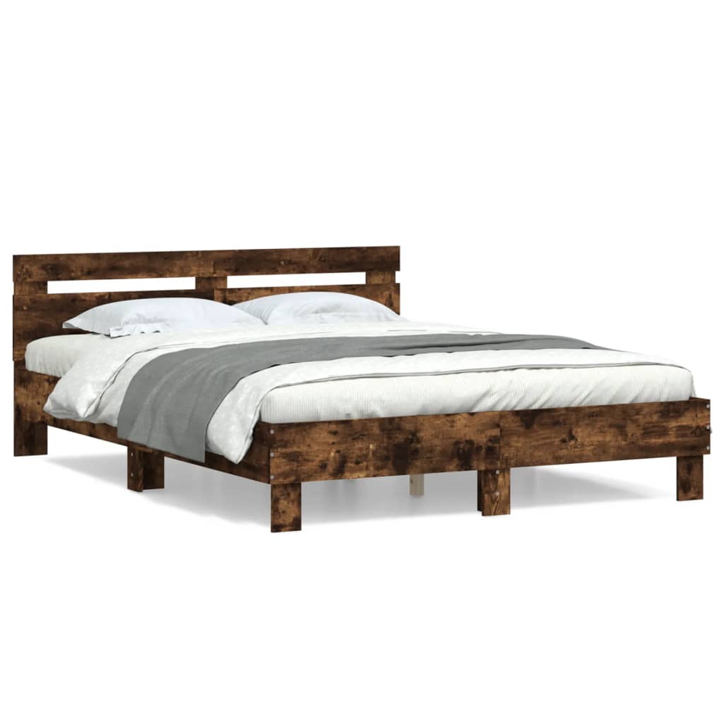 Bedframe Met Hoofdeinde Bewerkt Hout