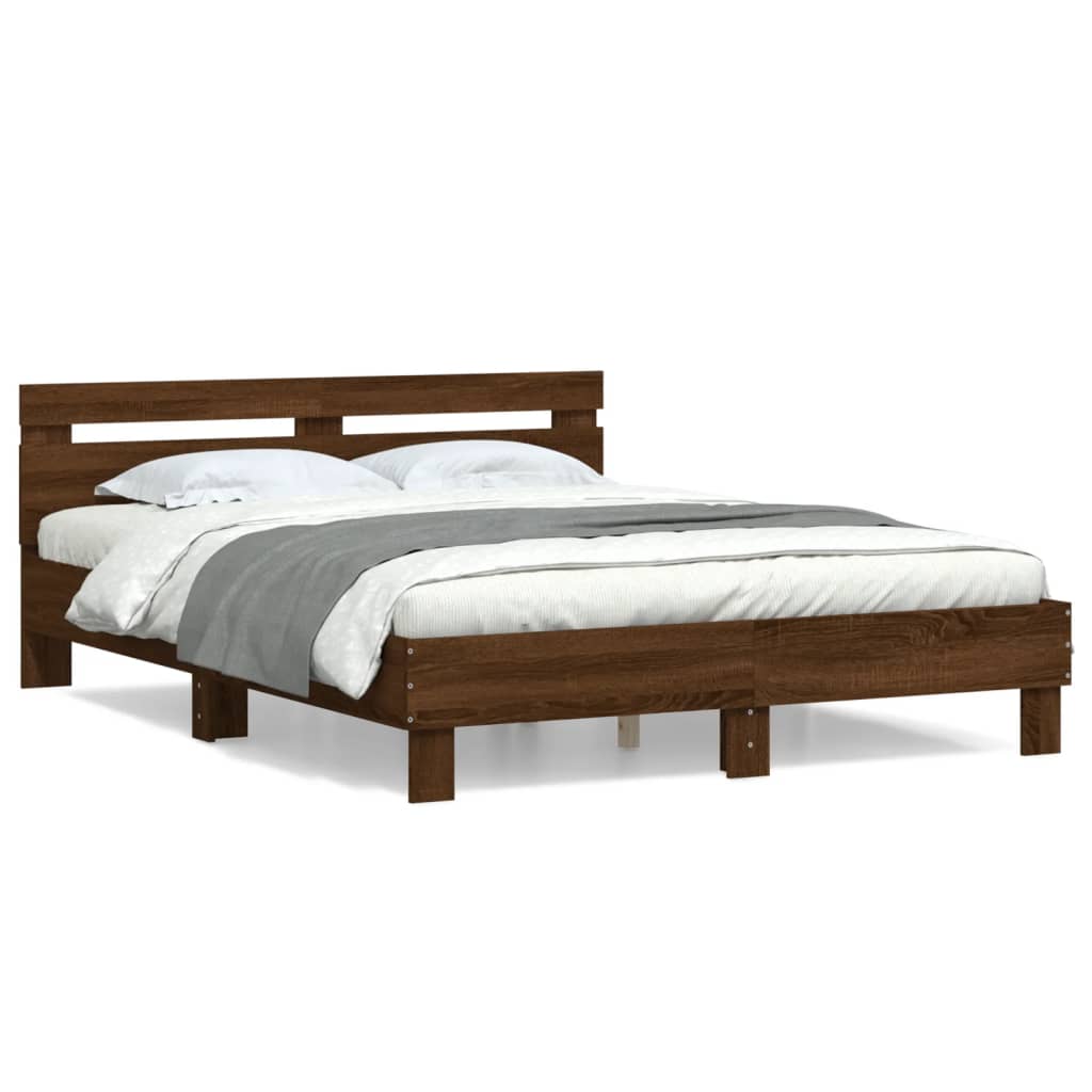 Bedframe Met Hoofdeinde Bewerkt Hout