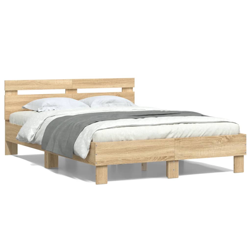 Bedframe Met Hoofdeinde Bewerkt Hout