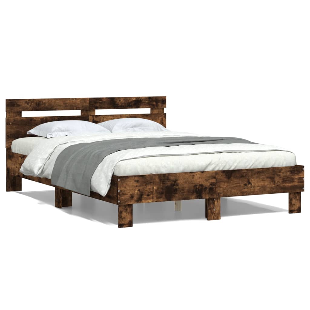 Bedframe Met Hoofdeinde Bewerkt Hout