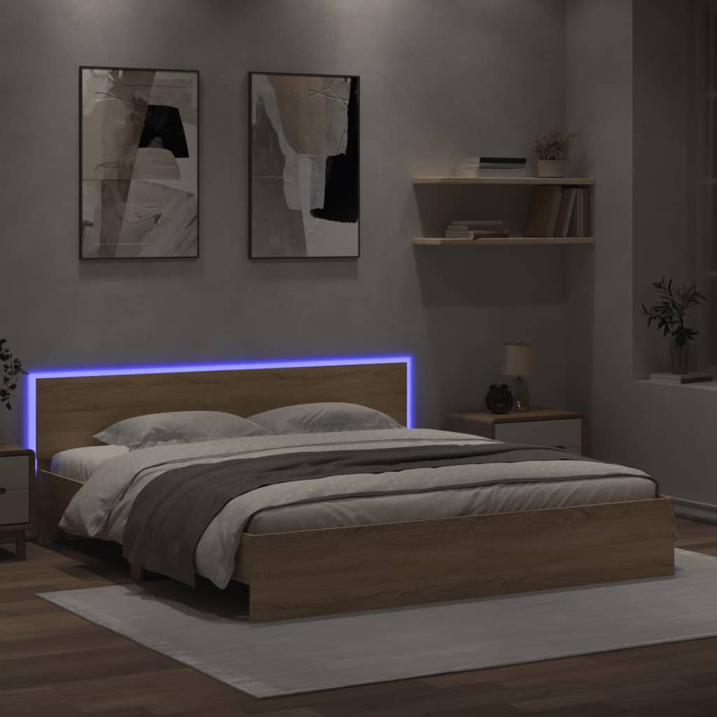 Bedframe Met Hoofdbord En Led Kleurig