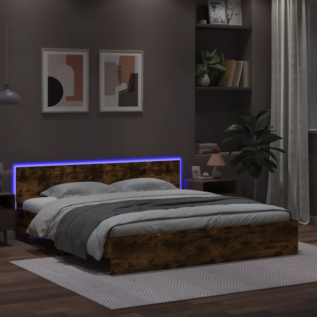 Bedframe Met Hoofdbord En Led Kleurig