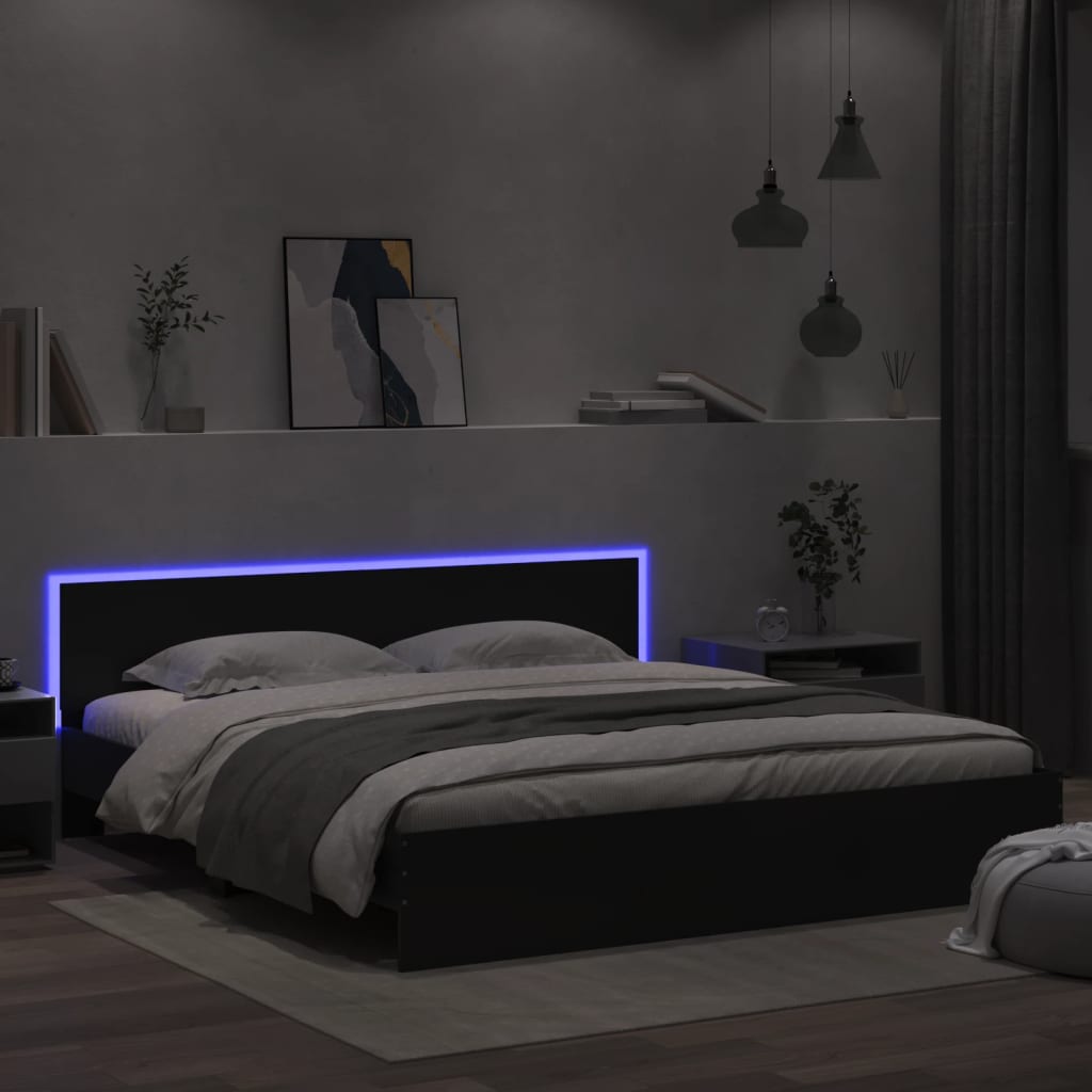 Bedframe Met Hoofdbord En Led Kleurig