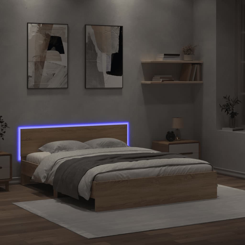 Bedframe Met Hoofdbord En Led Kleurig