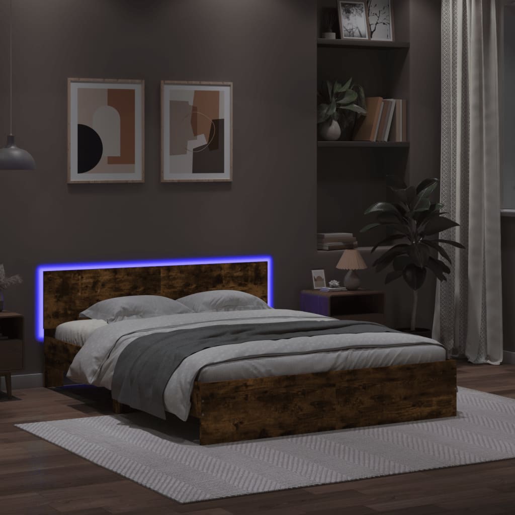 Bedframe Met Hoofdbord En Led Kleurig