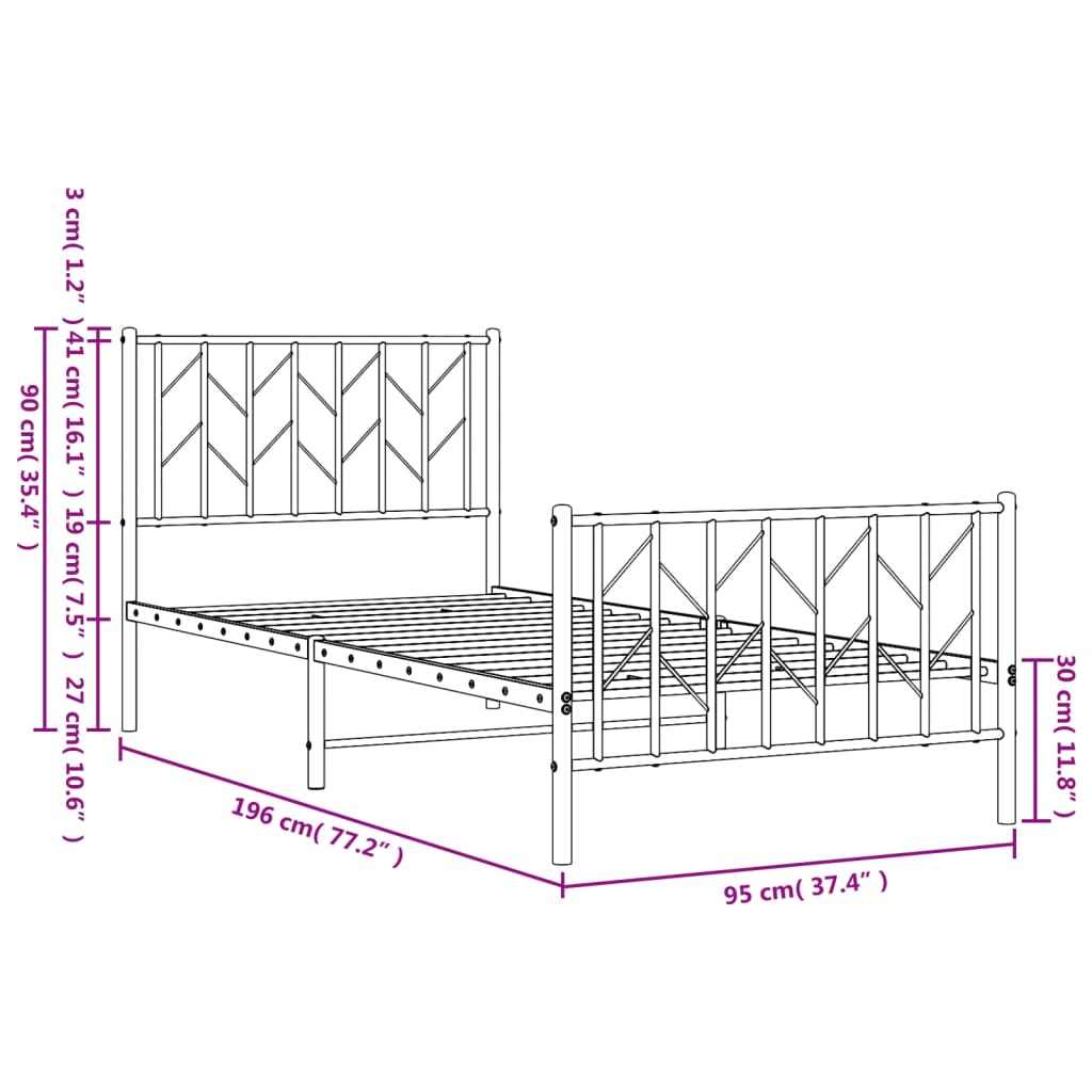 Bedframe Met Hoofd- En Voeteneinde Metaal