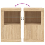 Bijzetkast Met Led-Verlichting Bewerkt Hout Kleurig