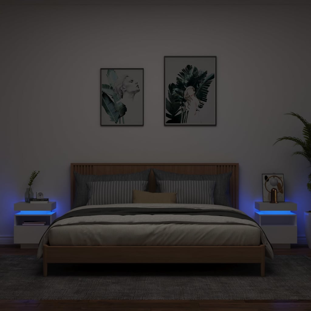 Nachtkastje Met Led-Verlichting 40X39X48,5 Cm Kleur