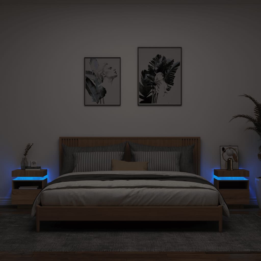 Nachtkastje Met Led-Verlichting 40X39X48,5 Cm Kleur