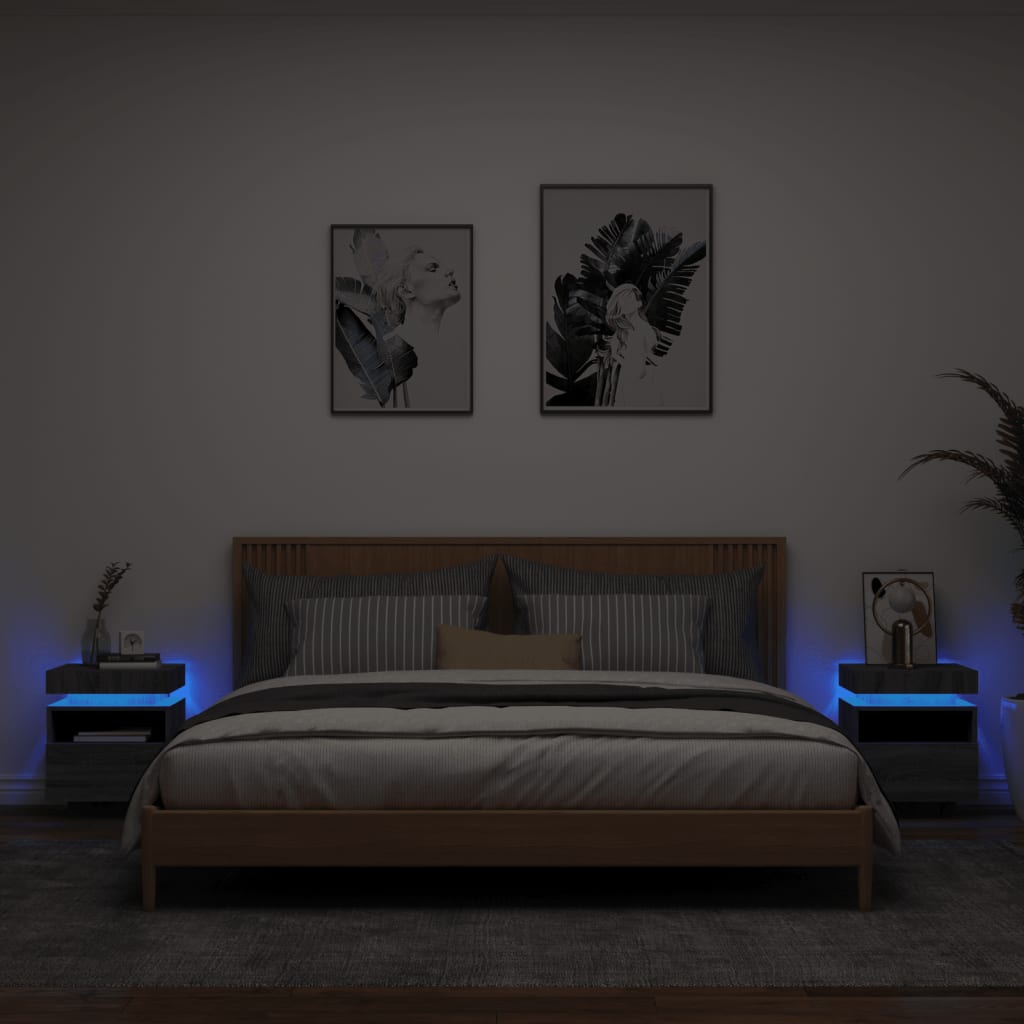 Nachtkastje Met Led-Verlichting 40X39X48,5 Cm Kleur