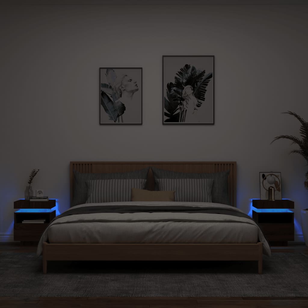 Nachtkastje Met Led-Verlichting 40X39X48,5 Cm Kleur