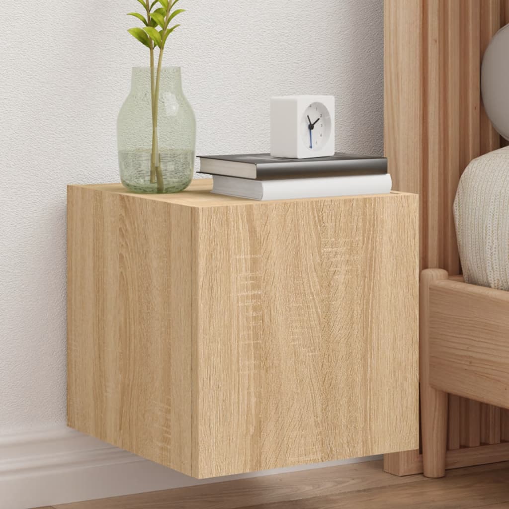Tv-Wandmeubel Met Led-Verlichting Kleur Sonoma Eiken