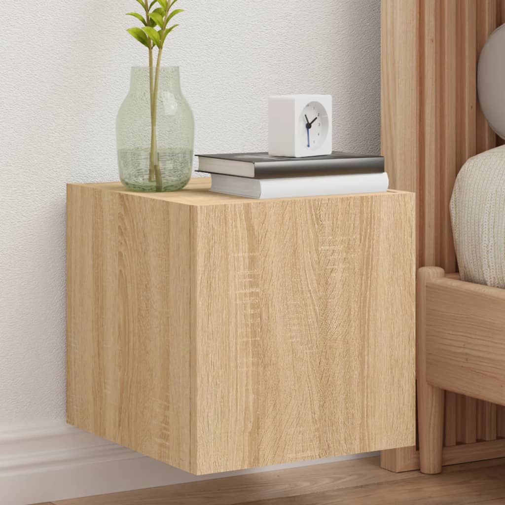 Tv-Wandmeubel Met Led-Verlichting Kleur Sonoma Eiken