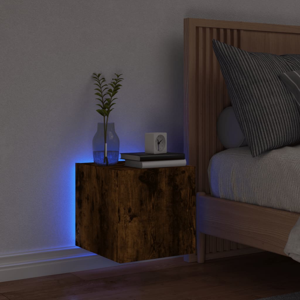 Tv-Wandmeubel Met Led-Verlichting 30,5X35X30 Cm Gerookt Eiken