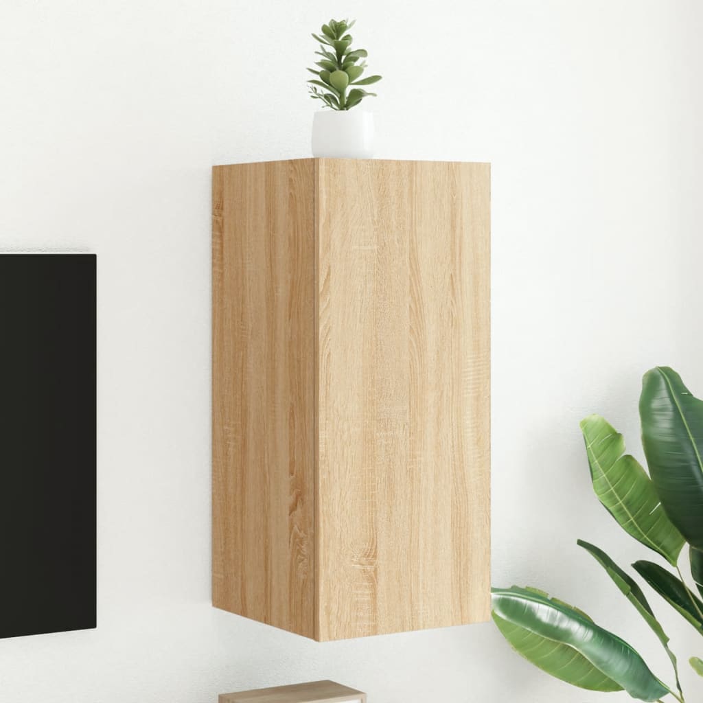 Tv-Wandmeubel Met Led-Verlichting Kleur Sonoma Eiken