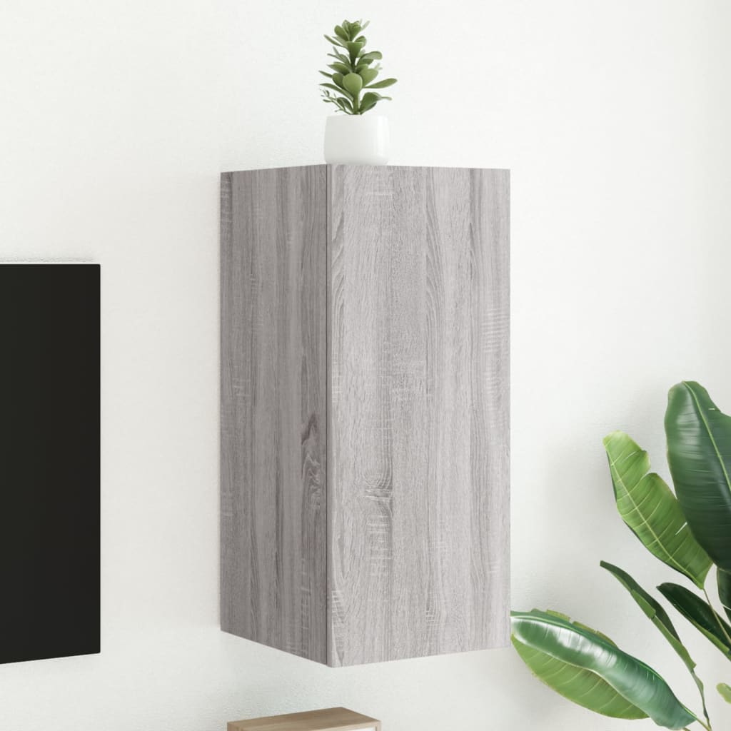 Tv-Wandmeubel Met Led-Verlichting Grijs Sonoma