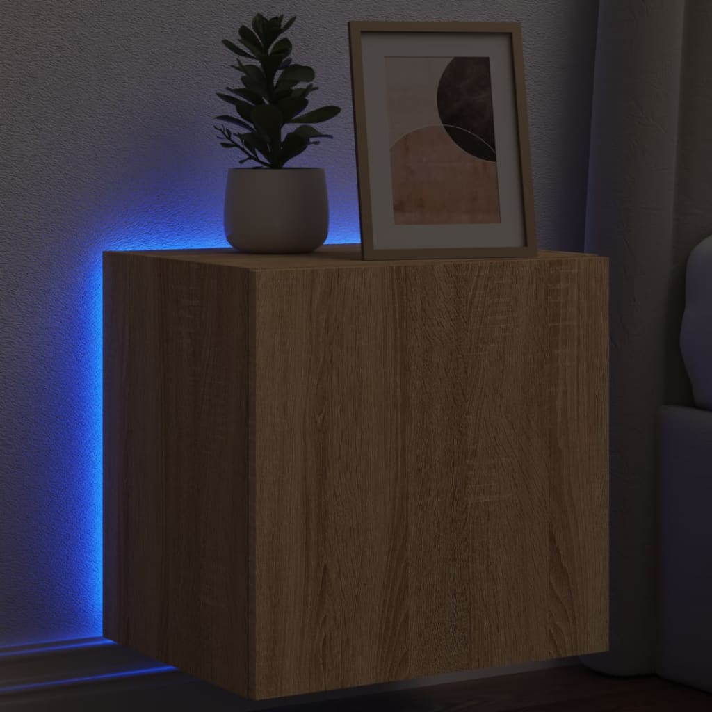 Tv-Wandmeubel Met Led-Verlichting Kleur Sonoma Eiken