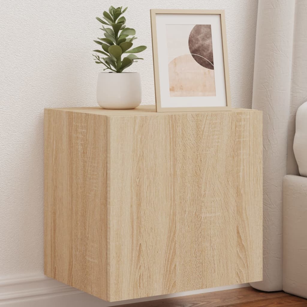 Tv-Wandmeubel Met Led-Verlichting Kleur Sonoma Eiken