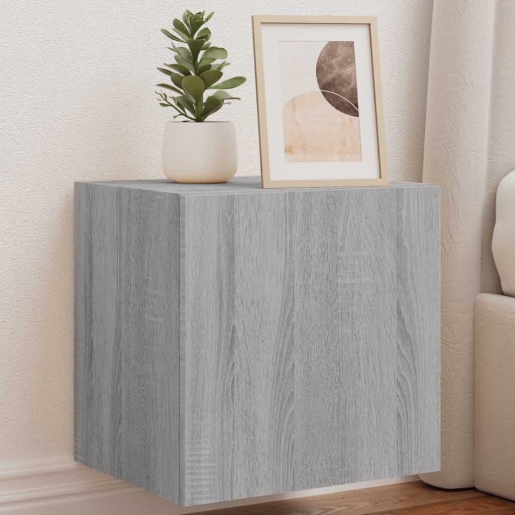 Tv-Wandmeubel Met Led-Verlichting Grijs Sonoma