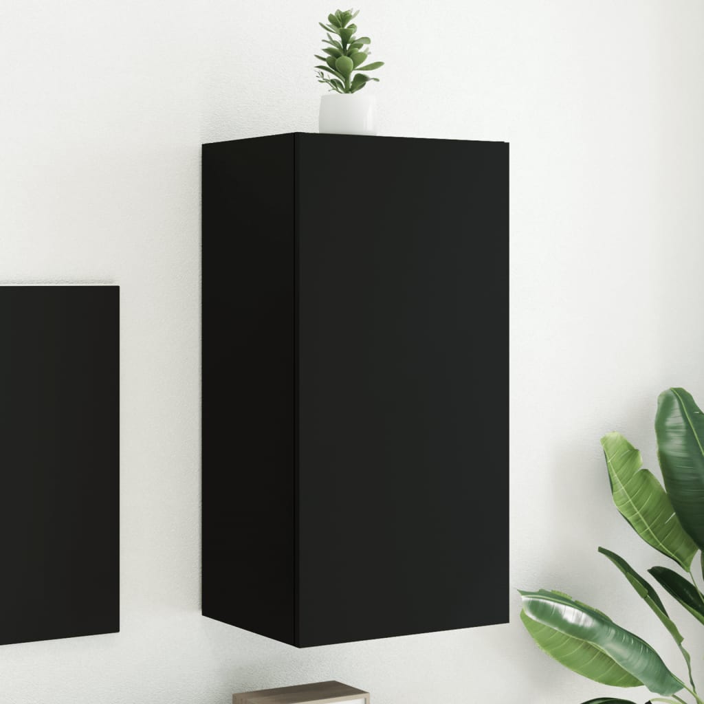 Tv-Wandmeubel Met Led-Verlichting Zwart