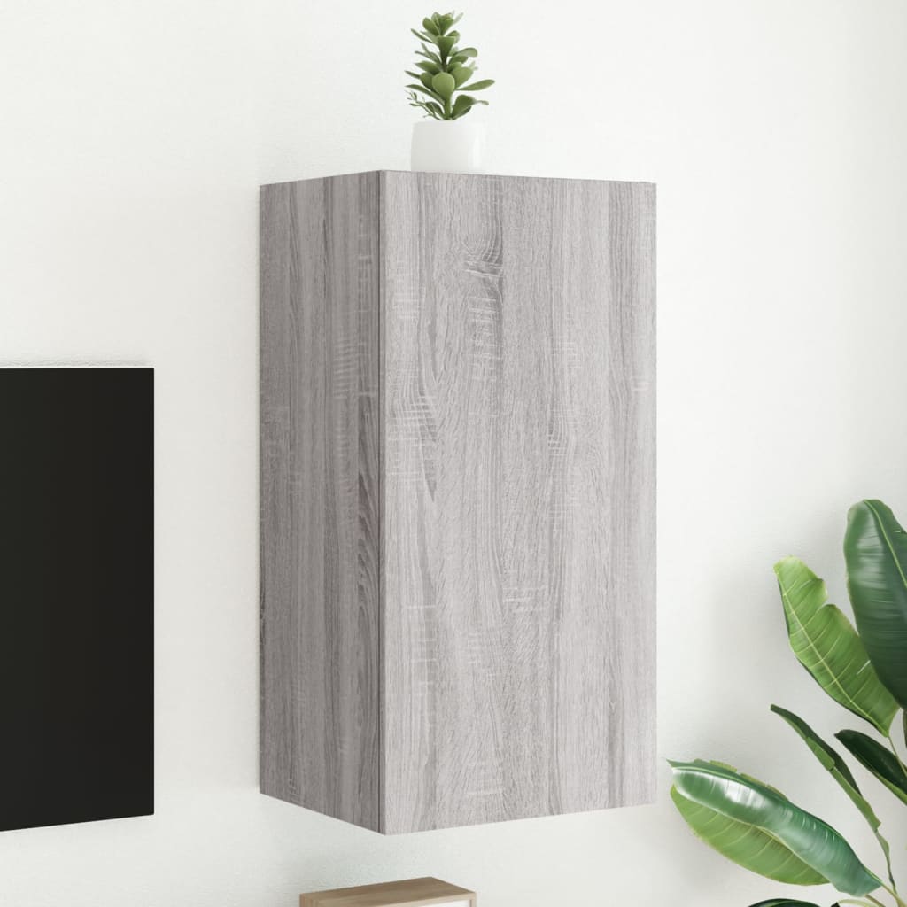 Tv-Wandmeubel Met Led-Verlichting Grijs Sonoma