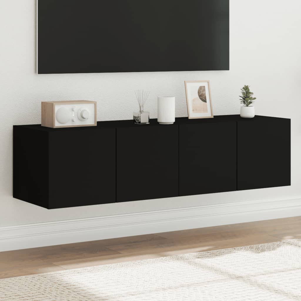 Tv-Wandmeubel Met Led-Verlichting Zwart