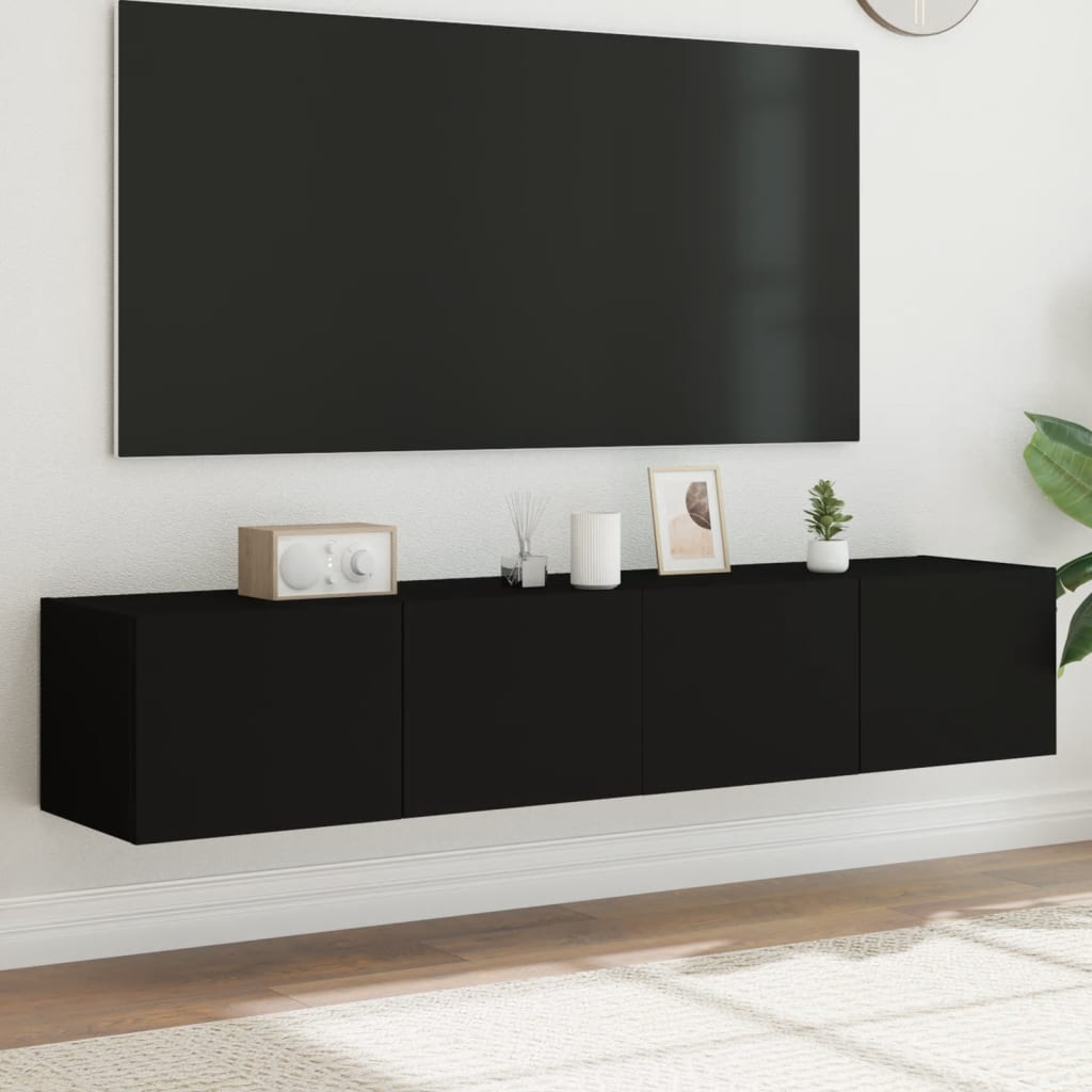 Tv-Wandmeubel Met Led-Verlichting Zwart