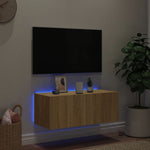 Tv-Wandmeubel Met Led-Verlichting Kleur Sonoma Eiken