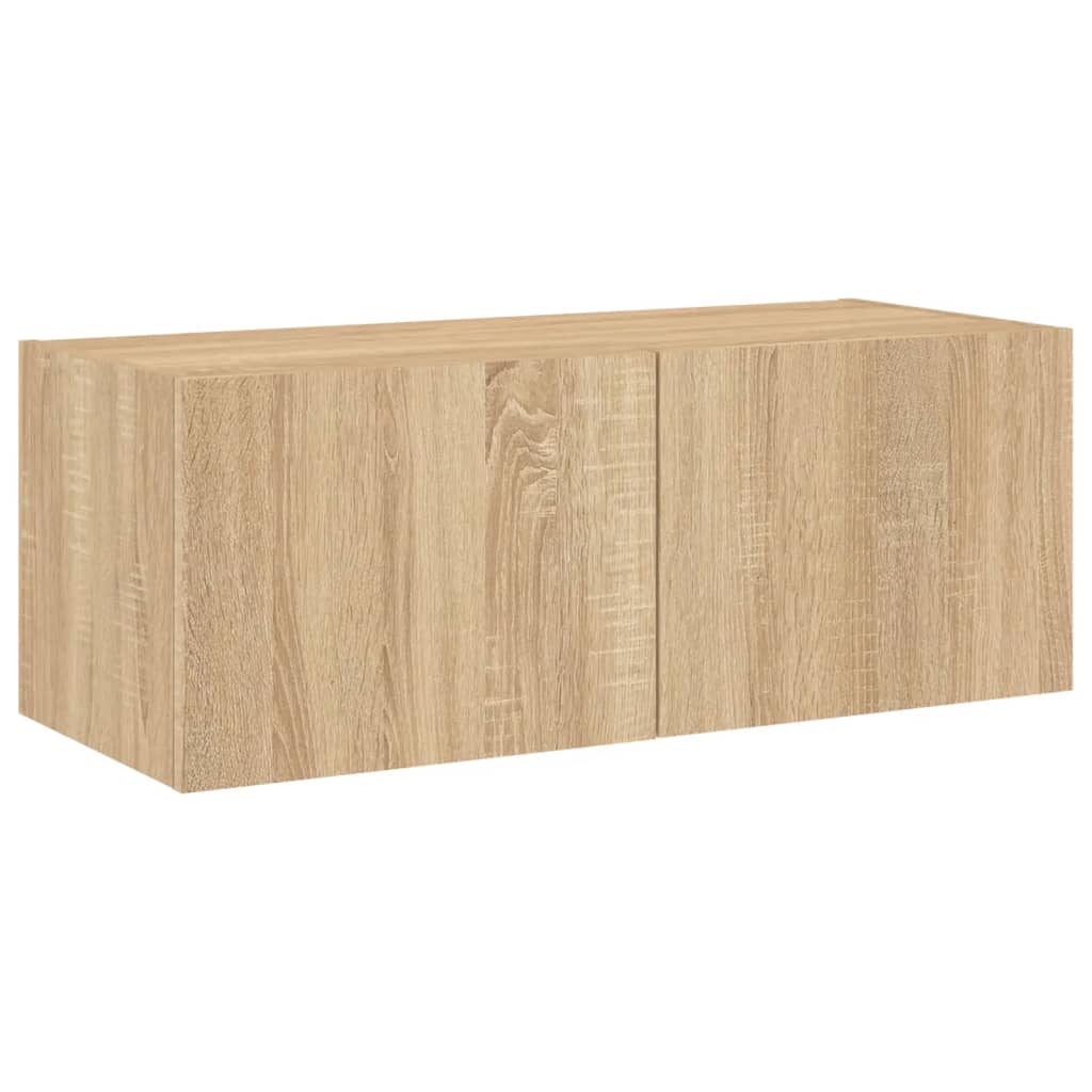 Tv-Wandmeubel Met Led-Verlichting Kleur Sonoma Eiken