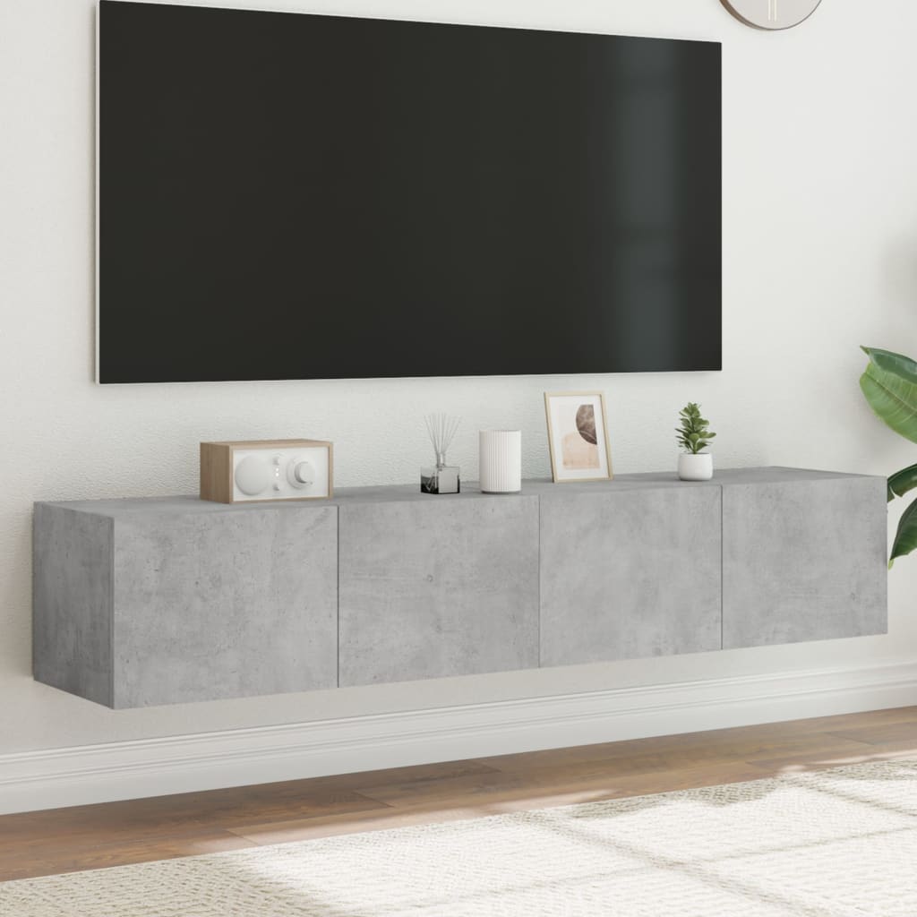 Tv-Wandmeubel Met Led-Verlichting Betongrijs