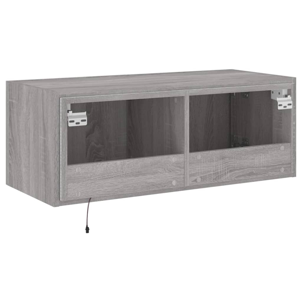 Tv-Wandmeubel Met Led-Verlichting Grijs Sonoma