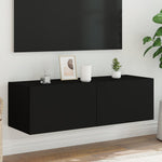 Tv-Wandmeubel Met Led-Verlichting Zwart
