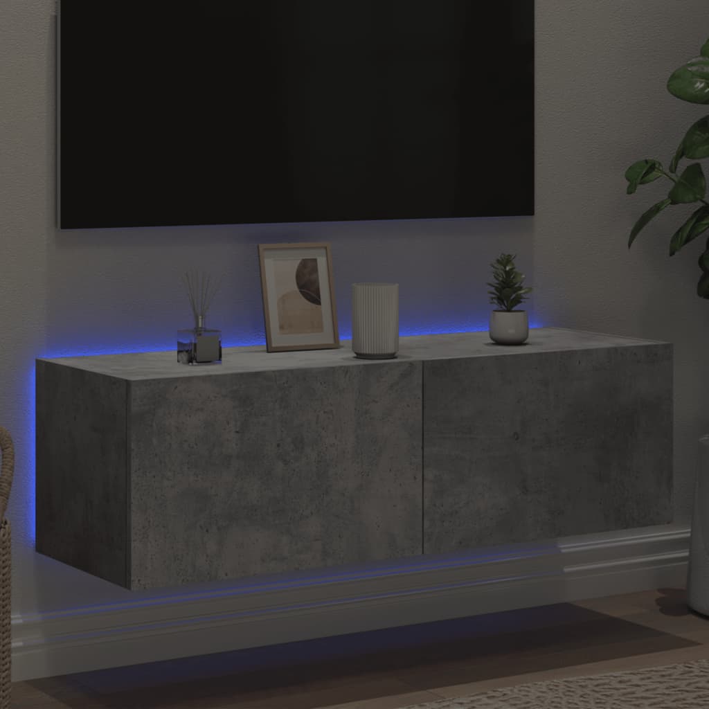 Tv-Wandmeubel Met Led-Verlichting Betongrijs