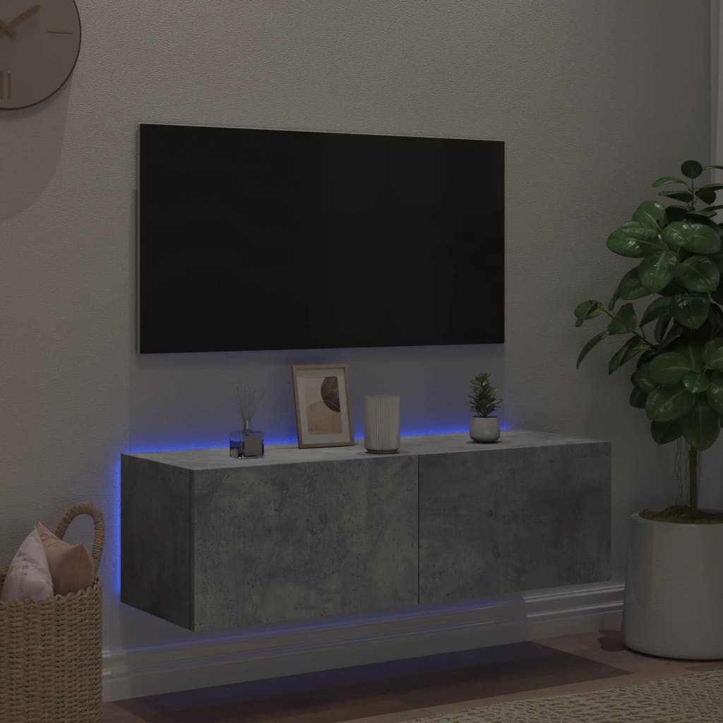 Tv-Wandmeubel Met Led-Verlichting Betongrijs