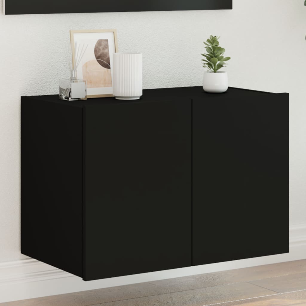 Tv-Wandmeubel Met Led-Verlichting Zwart