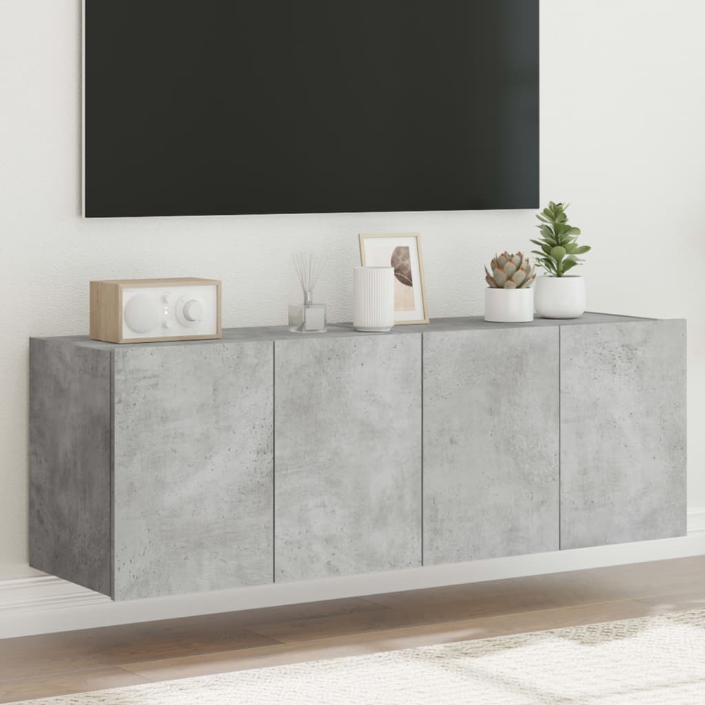 Tv-Wandmeubel Met Led-Verlichting Betongrijs