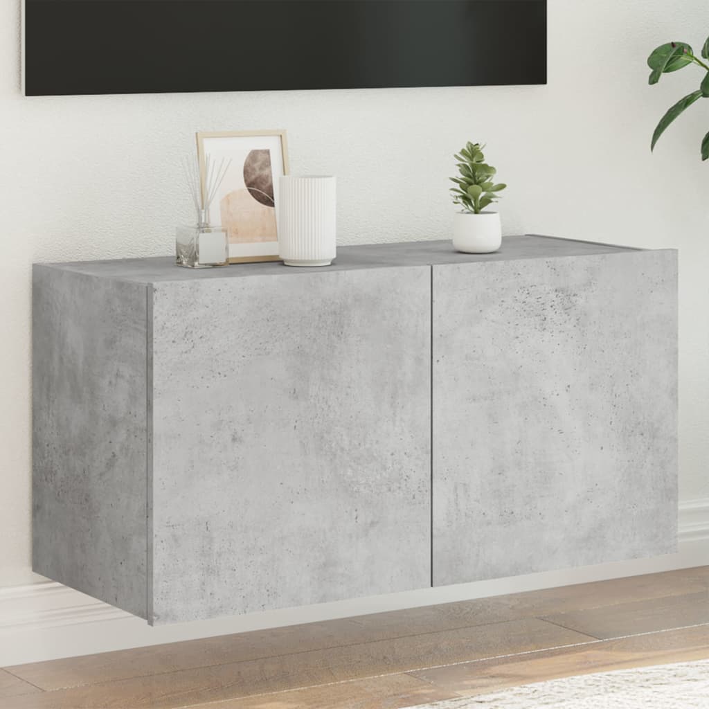 Tv-Wandmeubel Met Led-Verlichting Betongrijs