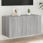 Tv-Wandmeubel Met Led-Verlichting Grijs Sonoma